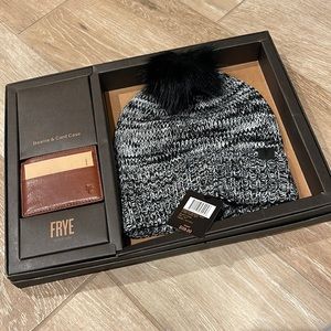 FRYE Marled Beanie & Card Case Set